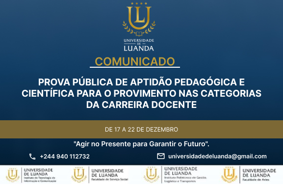 Prova Pública de Aptidão Pedagógica e Científica para o Provimento nas Categorias da Carreira Docente